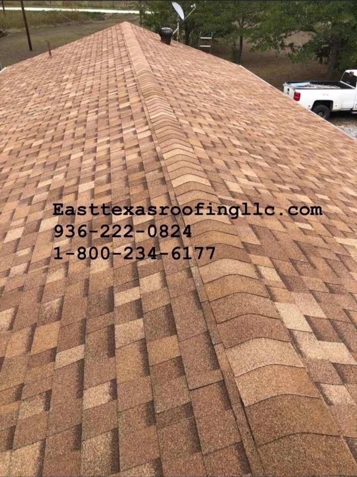 Close-up of premium architectural shingles installed by East Texas Roofing